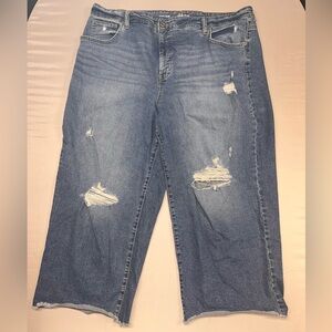 Style & Co. Women's Distressed Boyfriend Crop Jeans - Blue Wide Leg, High Rise